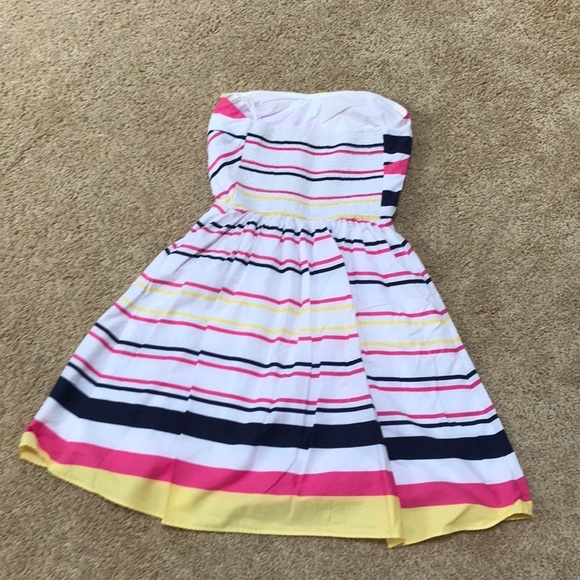 LILLY PULITZER Size 2 white multi striped strapless dress - Picture 2 of 8
